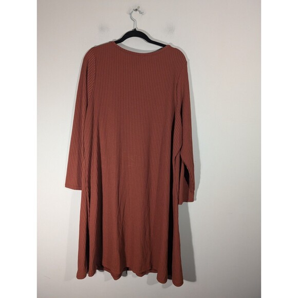 NWT Old Navy Dress Women Plus 3X Copper Mom Long Sleeve A-Line Rib Knit Mini - Picture 3 of 8
